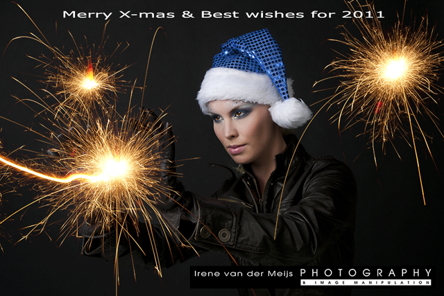 kerstkaart, vuurwerk, sterretjes, kerstmuts, fashion