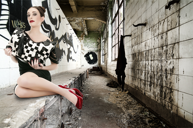 sfeerfoto, urban locatie, fashion, glamour, tassen, modefotograaf, modefotografie, Irene van der Meijs